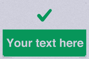 Custom green background, green tick sign